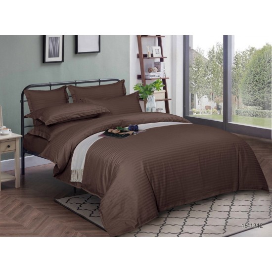 Постільна білизна сімейна страйп-сатин люкс на резинці (16958)