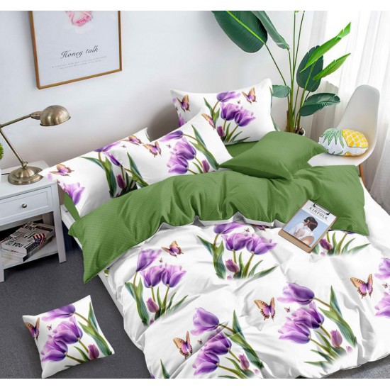 Двоспальний комплект постільної білизни євро 200*220 ранфорс на блискавці (24203)