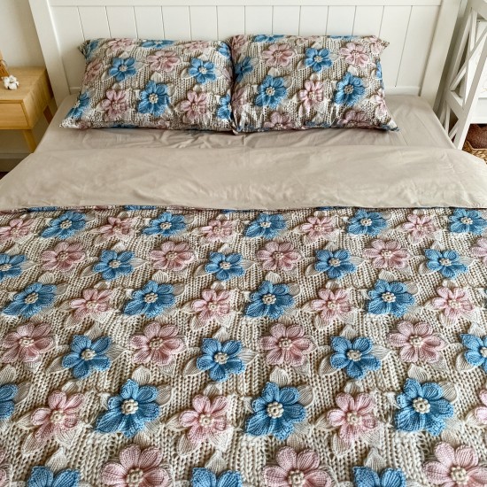 Постельное белье двуспальное евро 200*220 3D премиум ранфорс (24293)