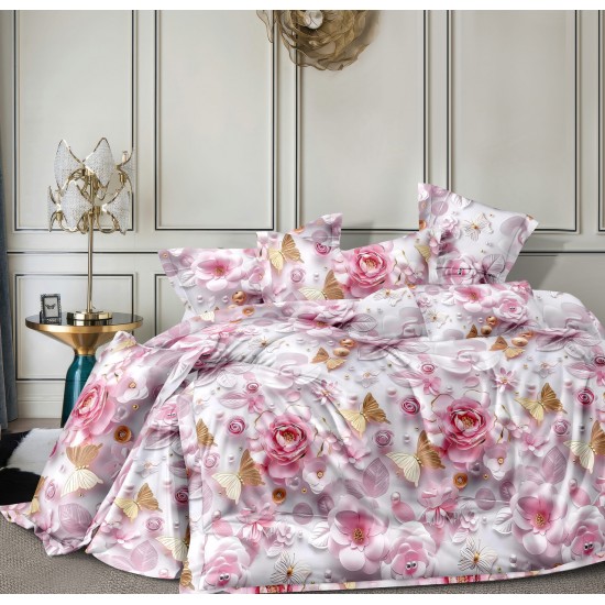 Двуспальный комплект постельного белья евро на резинке 200*220 Сатин Люкс