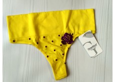 Трусики стрінги Greenice безшовні широкий пояс з трояндою жовтий S\M 2393