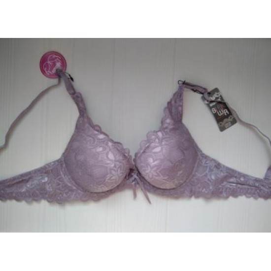 Бюстгальтер Biweier мереживо без кісточок подвійний Push up бузковий 75В 71090