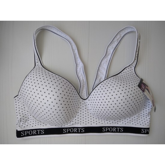 Спортивный топ C&Y на поролоновых чашках горошек белый 75В 6040