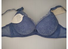 Бюстгальтер WeiyeSi push up gel мереживо синій 80С 7039