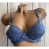 Бюстгальтер WeiyeSi push up gel кружево синий 80С 7039