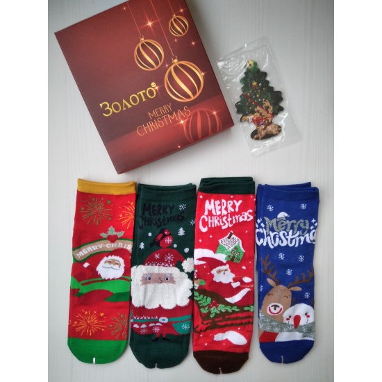 Набор новогодних носков Золото женские 36-41 2234 Набор новогодних носков Золото женские 36-41 2234