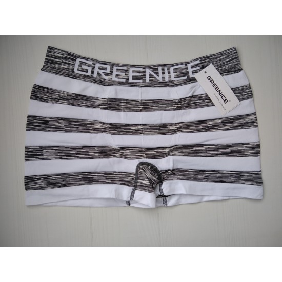 Боксеры мужские Greenice бесшовные белый серая полоса M\L 4518
