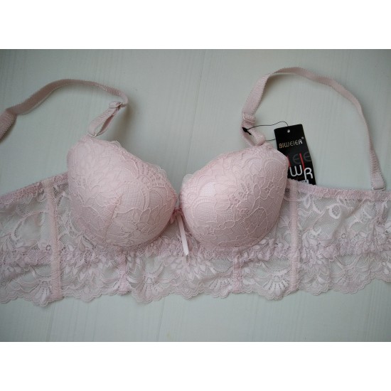 Бюстгальтер Biweier кружевной бюстье push up пудровый 75В 30319