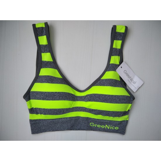 Топ Greenice бесшовный маечкой на чашках салатовый с серым XL\XXL 3775