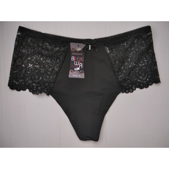 Трусики стрінги Biweier висока посадка мереживо хаки XL 50\52 1939
