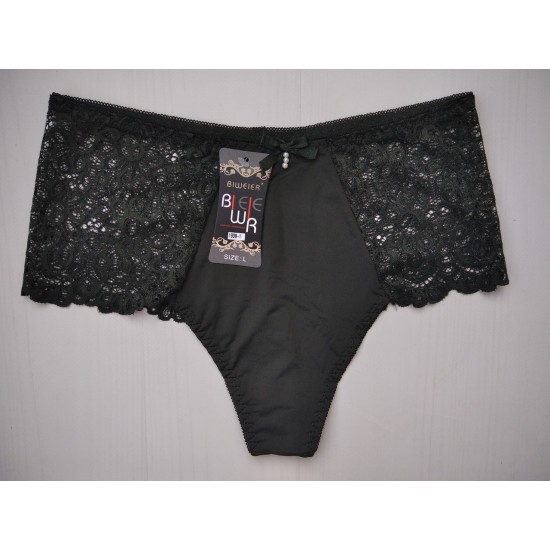 Трусики стрінги Biweier висока посадка мереживо хаки L 48\50 1939