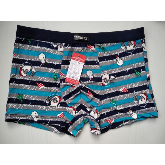 Детские трусы боксеры VERICOH happy new year бирюзовый полоса XL 577