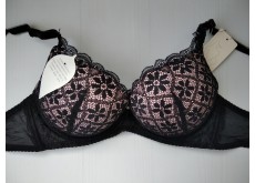 Бюстгальтер WeiyeSi push up gel мереживо чорний з бежевим 80С 7039