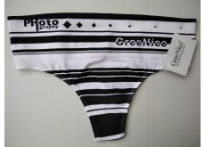 Трусики стрінги Greenice безшовні смужка білий з чорним S\M 2349