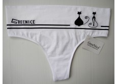 Трусики стрінги Greenice безшовні широкий пояс кішечка білий L\XL 2362