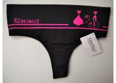 Трусики стрінги Greenice безшовні широкий пояс рожевий кіт чорні S\M 2362