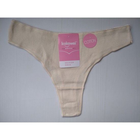 Трусики стрінги  Kokowei бавовна рубчик бежевий XL 48 1239