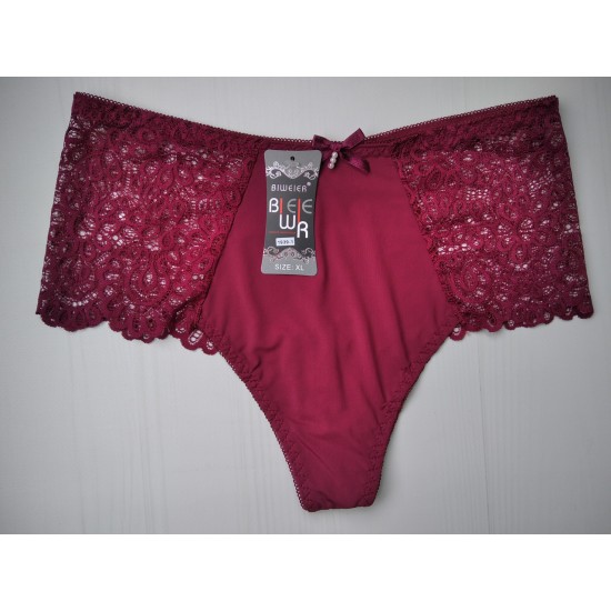 Трусики стринги Biweier высокая посадка кружево бордовый XL 50\52 1939 Трусики стринги Biweier высокая посадка кружево бордовый XL 50\52 1939