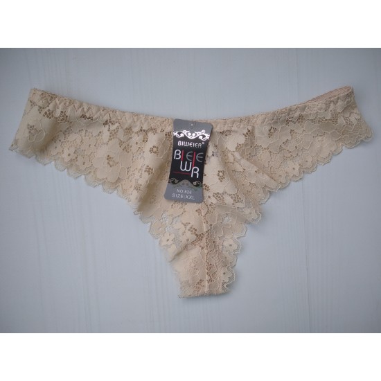 Трусики стринги Biweier кружевные бежевый XXL 46\48 826