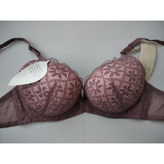 Бюстгальтер WeiyeSi push up gel кружево коричневый 85С 7039