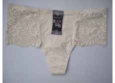 Трусики стринги Biweier высокая посадка кружево бежевый XL 50\52 639