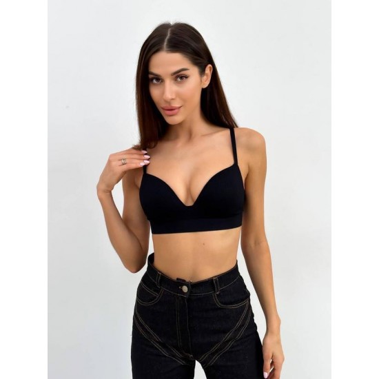 Бюстгальтер Ouno без косточек гладкий черный S\M 7514