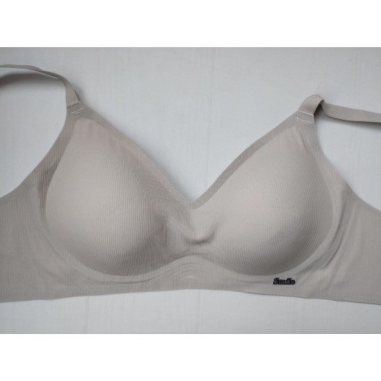 Бюстгальтер Beisdanna бесшовный рубчик без косточек серый 90В