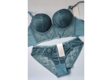 Комплект белья WeiyeSi корсет кружево push up изумрудный 80С 7169