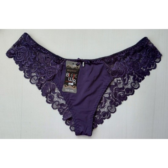 Трусики бразилиана Biweier кружевные фиолетовый XXL 48\50 1909