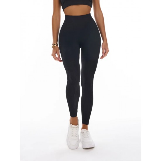 Лосины в рубчик Ласточка бесшовные на меху черный 44-48