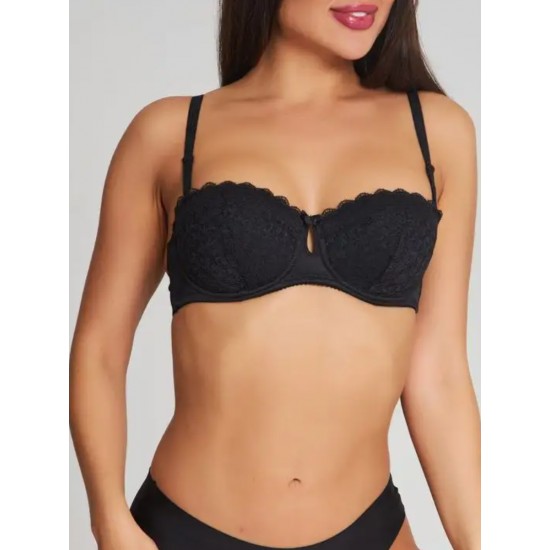 Бюстгальтер анжелика кружевной черный 95D 5181