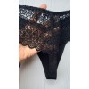 Трусики стринги хлопок Biweier высокая посадка кружево черный XXXL 50 9997