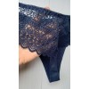 Трусики стринги хлопок Biweier высокая посадка кружево синий темный XXXL 50 9997