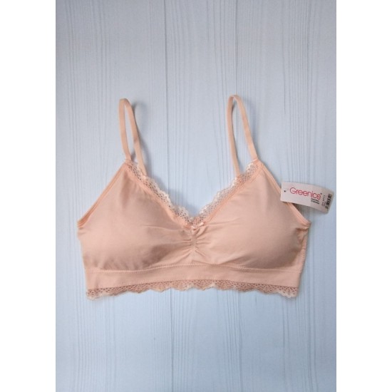 Топ Greenice бесшовный с кружевом тонкие бретели пудровый M\L 9711