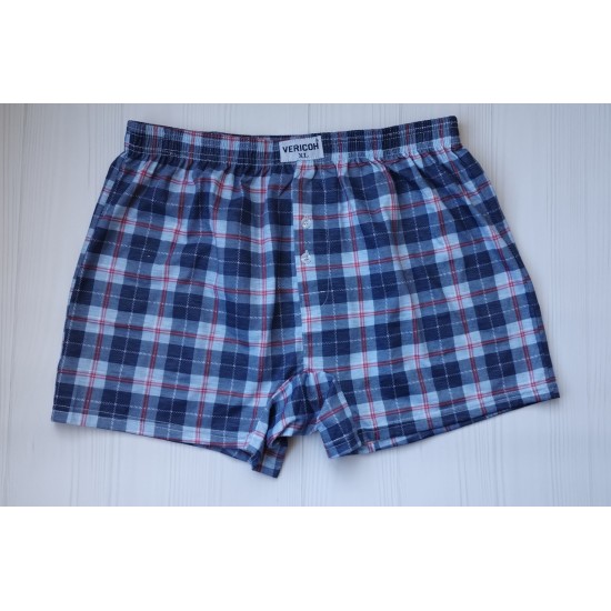 Мужские трусы шорты VERICOH хлопок клетка синий с голубым и красным XL 48\50