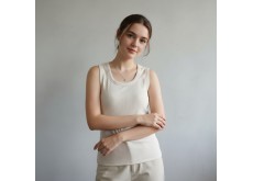 Майка рубчик утеплена флісом на чашках молочний 44\46 2208