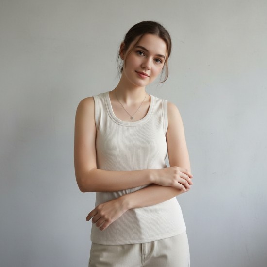 Майка рубчик утеплена флісом на чашках молочний 44\46 2208