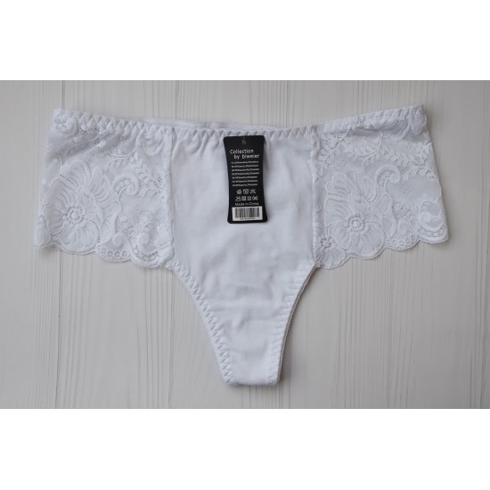 Трусики стринги Biweier высокая посадка хлопок белый XXXL 56 3022