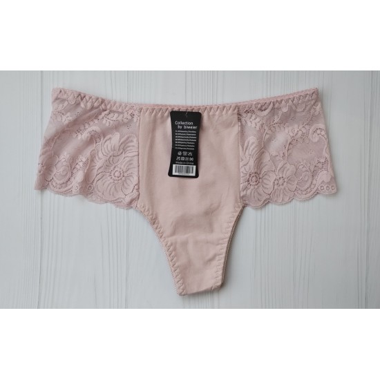 Трусики стринги Biweier высокая посадка хлопок пудровый XXL 54 3022