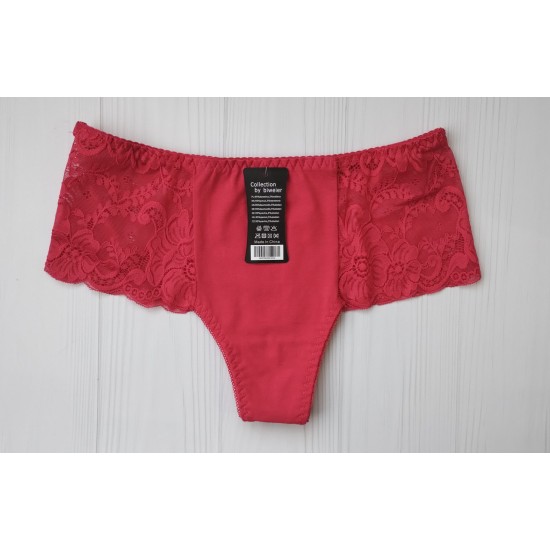 Трусики стринги Biweier высокая посадка хлопок красный XL 50\52 3022